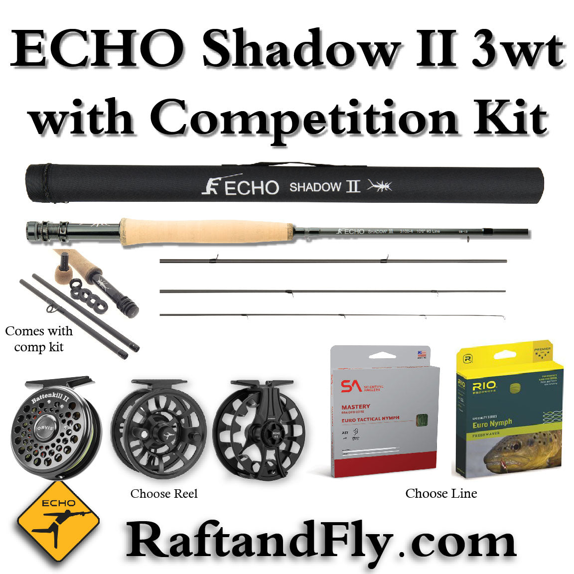 Echo Shadow II 3wt 10'0 - 11'0 with Free Competition Kit - Add