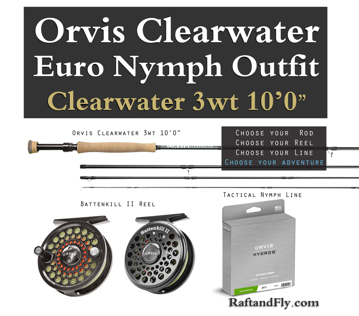 Orvis Clearwater Rod and Battenkill Reel Combo - Outfit 7ft - 6 in. 3 wt. 4  pc. (763-4) with WF3F Clearwater Line & Backing. ( ON SALE ) E