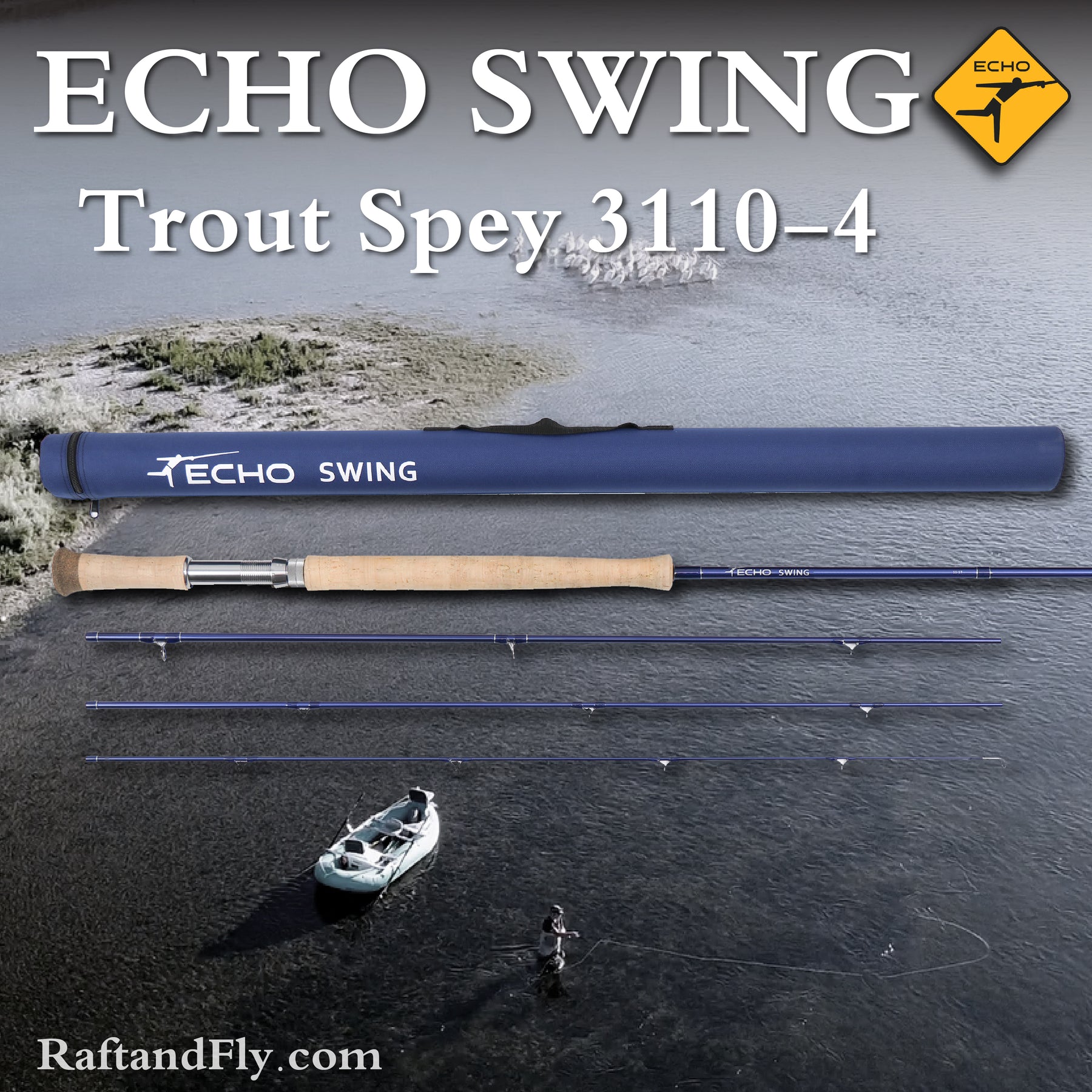 Echo Swing Trout Spey Fly Rod 11ft 3wt Fly Rod (3110-4)